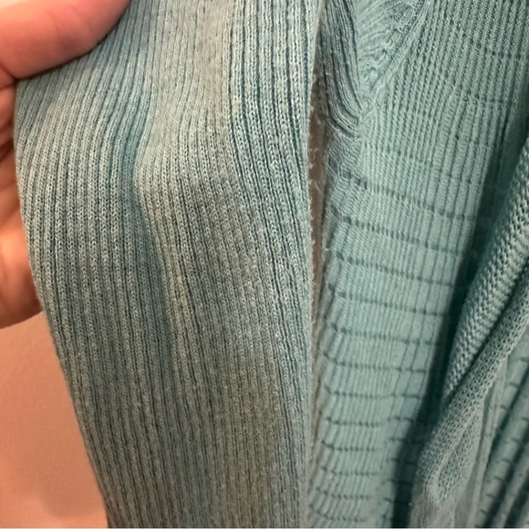 Nic + Zoe Longline Open Duster Cardigan Knit Size Medium aqua - Picture 6 of 12